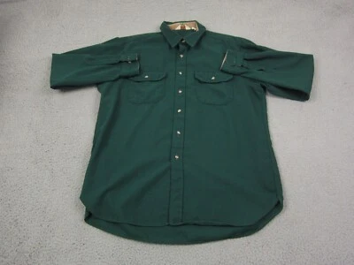 Cabelas Shirt Mens Extra Large XL Green Canvas Hunting Fishing Made in USA 80s - Image 1 of 4