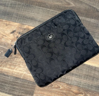 Coach Black Signature Jacquard IPAD/Tablet Sleeve Case - Image 1 of 4