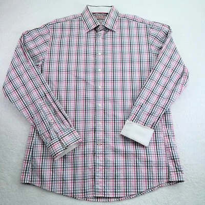 Thomas Pink Shirt Mens 16.5 Colorful Plaid The Twin Collection White Flip Cuff - Image 1 of 4
