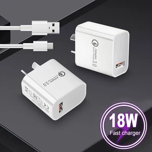 18W Fast QC3.0 Charger Wall Plug Power Adapter With USB-A TO Type C Cable - Photo 1 sur 27