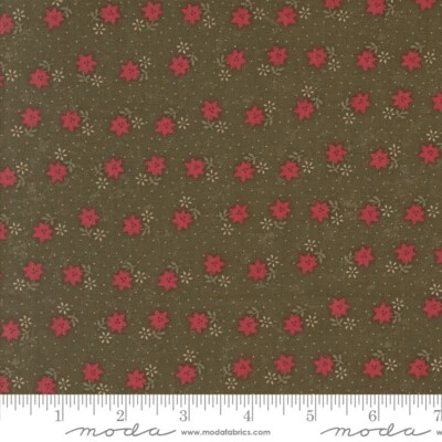 A Vintage Christmas Green Christmas Cactus Floral Kansas Troubles Moda Half Yard - Image 1 of 2