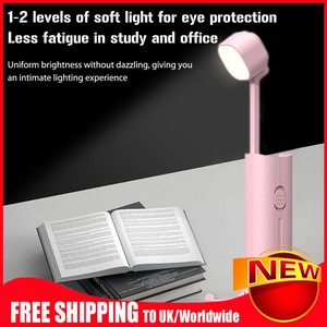 USB Foldable Desk Lamp Flashlight Reading Book Light 3-speed Night Light (Pink)