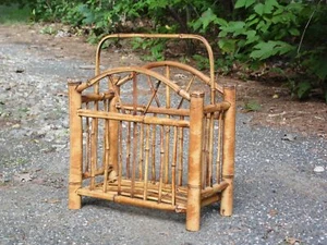 Vintage Mid Century Tiki Bamboo Canterbury Magazine Rack Book Stand Carrier - Picture 1 of 12