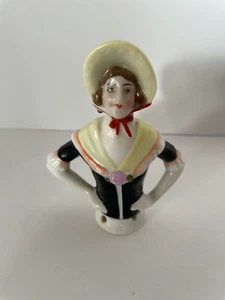 Vintage German Pin Cushion 1/2 Doll with Clothes & Hat 4.25 Height - Picture 1 of 5