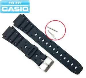 Fits Casio watch band Rubber strap + Spring Bar Pins TS-200 TS-100 TR-1 SDB-500 - Picture 1 of 12
