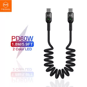 Mcdodo Spring Coil USB C to USB C Cable QC4.0 3A PD 60W Fast Charge Data. 1.8m - Picture 1 of 12