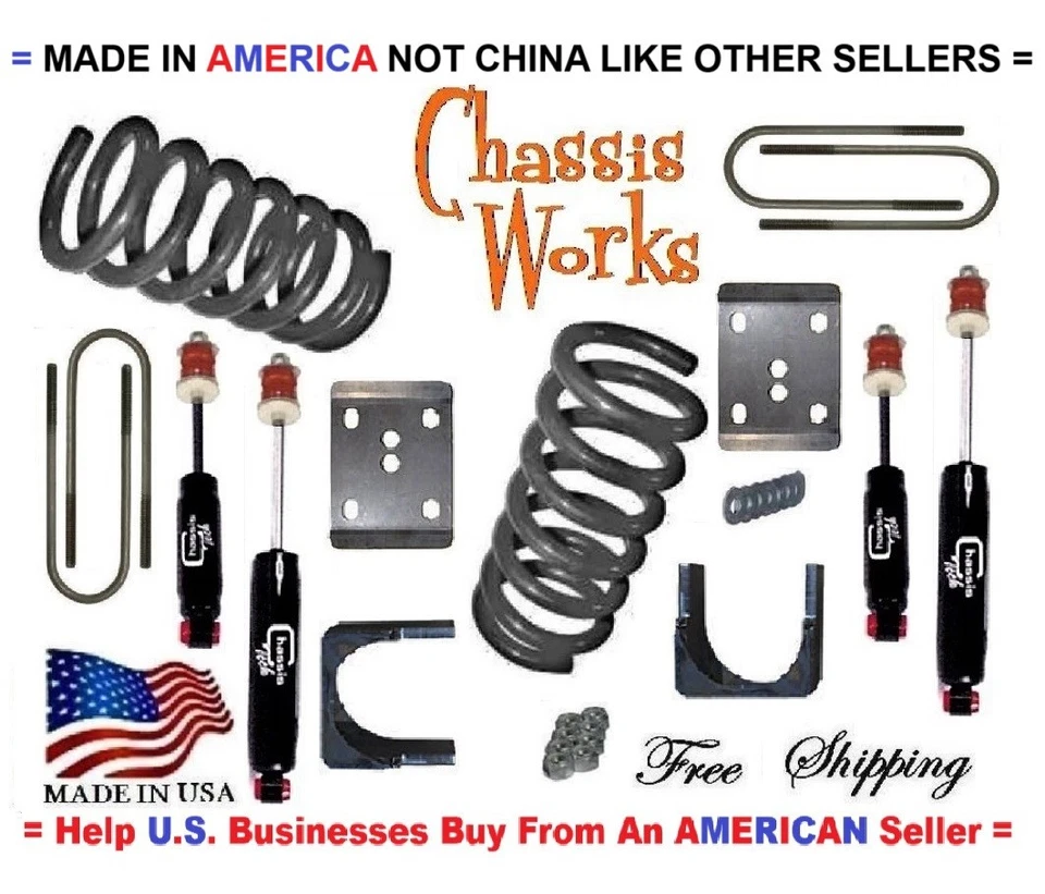 Ford F100 F-100 1965-1969 3" muelles reductores eje de 6" abatible 4 amortiguadores kit de descenso Foto 1 de 1