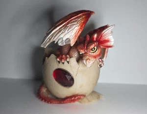 January Birthstone Red Dragon Figurine – Fantasy Hatchling in Egg 4” Gemstone - Picture 1 of 7