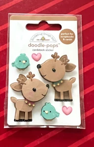 NEW - REINDEER BIRDS & HEARTS 3D DOODLEBUG DOODLE-POPS STICKERS- FREE SHIPPING - Picture 1 of 1