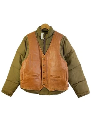 Schott Down Jacket/42/Leather Vest Design/KHK/1111 126 42 Used - Image 1 of 4