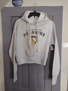 Pittsburgh Penguins Gray Cropped Hoodie Size Medium NWT - Picture 1 of 5