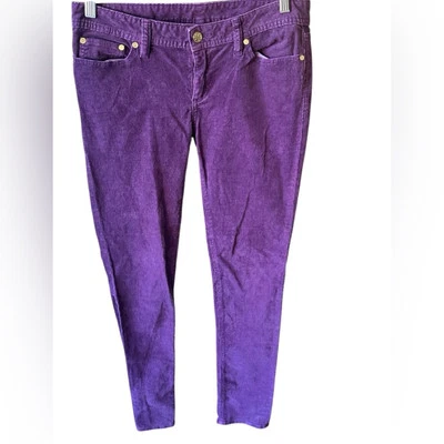 Pantalones Tory Burch de Pana Púrpura con Adorno Dorado Ajustados Talla 29 Foto 1 de 4