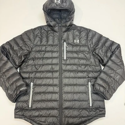 Chaqueta acolchada Under Armour Storm para hombre XL Turing con capucha infrarroja negra usada en excelente estado 👀🔥 Foto 1 de 4