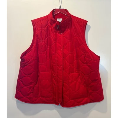 Colete Croft & Barrow Feminino Plus Acolchoado Vermelho Snap Front Tamanho 4X - Imagem 1 de 4