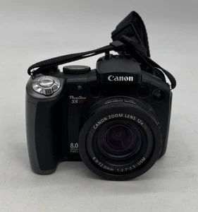 Canon PowerShot S5 IS 8.0 MP Digitalkamera schwarz gebraucht funktioniert lesen - Bild 1 von 13
