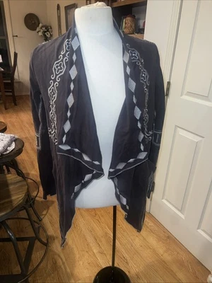 Cárdigan Anthropologie Monoreno Frente Abierto Boho Bordado Cascada Talla Pequeña Foto 1 de 4