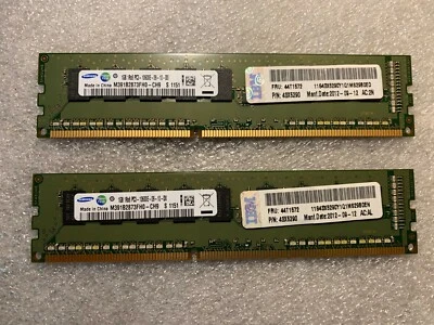  NEW IBM SAMSUNG 2GB-DDR3-1333MHz-PC3-10600E (Kit of 2x1GB)  44T1572  43X5290 - Image 1 of 2