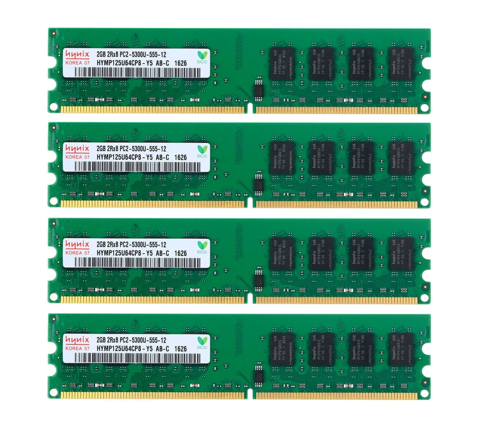 8GB Hynix 4X 2GB 2RX8 PC2-5300U DDR2 667MHz 240PIN Desktop RAM intel Memory DIMM - Image 1 of 4