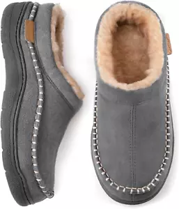 Men'S Slip on Moccasin Slippers, Indoor/Outdoor Warm Fuzzy Comfy House Shoes, Fl - Picture 1 of 12