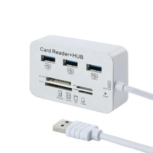 Multi-function Aluminum 3 Port USB 3.0 Hub 4 In 1 Memory Card Reader Adapter - Photo 1/5