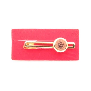 Vintage 24KGF metal inlaid glass tie bar clasp clip  Royal "B" monogram crown  - Picture 1 of 3