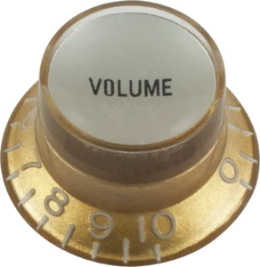 CE Top Hat Volume Control Knob, Gibson Style, Silver Cap, Gold, Single - Picture 1 of 1