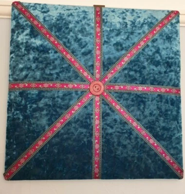 Handmade Padded Notice Message Memo Board Turquoise crushed velvet 44cm square - Image 1 of 4