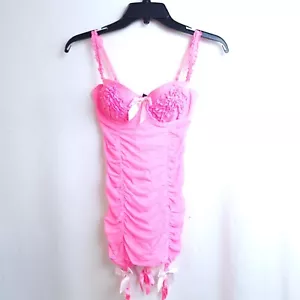 Victoria Secret Sexy Little Things Lace Bra/Garter  Slip - Pink - 34C  - Picture 1 of 12