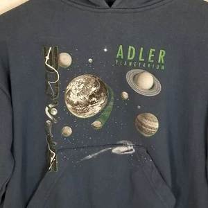 ADLER PLANETARIUM Chicago Scarce Youth Hoodie Sweatshirt Astronomy Graphic Blue - Picture 1 of 6