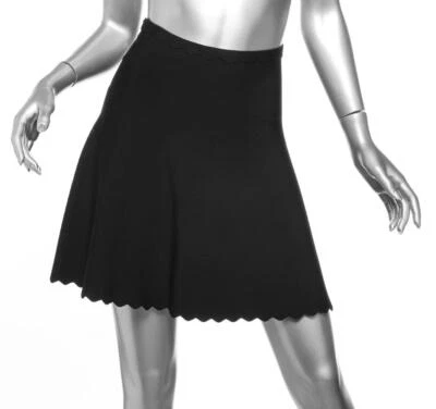 HERVE LEGER женщин FAY черный эластичной гребешок отделки короткая трапециевидная мини юбка S - Изображение 1 из 4