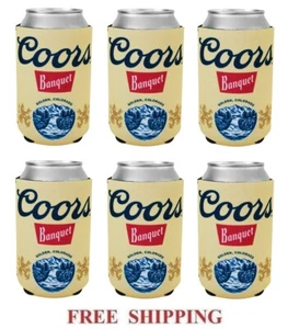 COORS BANQUET GOLDEN COLORADO 12oz 6 BEER CAN COOLERS KOOZIE COOLIE HUGGIE NEW - Picture 1 of 1