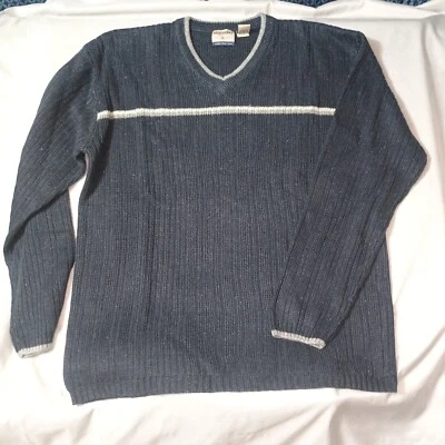 High Sierra Sweater Men's Med Navy Blue Knit Pullover Wool Blend Casual Comfort - Image 1 of 3