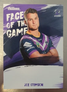 2019 NRL Traders Faces of the Game Joe Stimson Card FG28/64 Melbourne Storm - Picture 1 of 2
