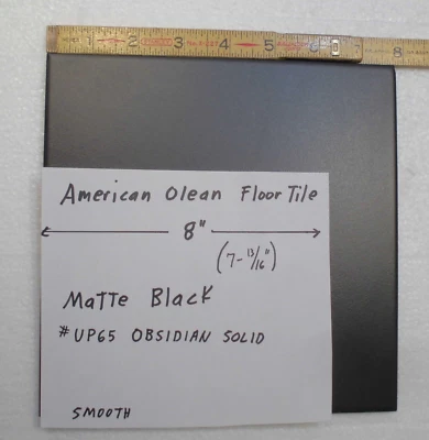 1 pc. *Matte Black* Ceramic Floor Tile: American Olean 8" Obsidian Solid #UP65 - Image 1 of 4