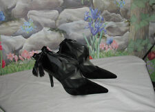 New BABY PHAT Ribbon Pump Black Patent Leather Ankle Wrap Shoes Heels 8