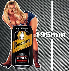Bundaberg Rum & Cola Bundy Can Pin Up Girl Sticker Toolbox Bar Fridge Mancave - Picture 1 of 2