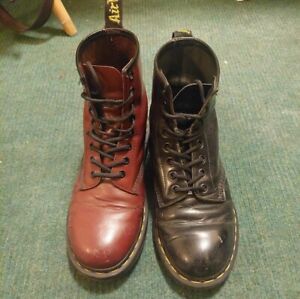 Mismatched Doc Martains Black and Ox Blood Red Size 6