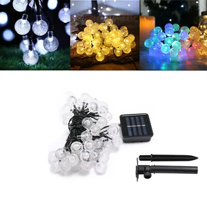 Solar Led Bulbs Ball String Light Lamp Home Bedroom Outdoor Tent 20/30Leds - Picture 1 of 16