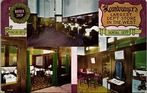 LOS ANGELES, CALIFORNIA - HAMBURGER'S DEPARTMENT STORE BARBER SHOP - POSTCARD - Picture 1 of 2