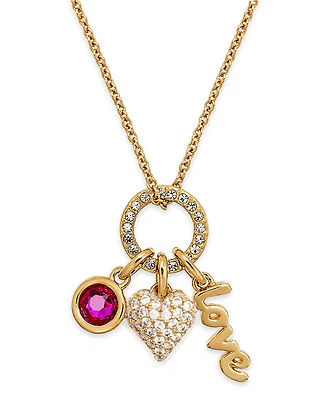 Colar Eliot Danori folheado a ouro 18K coração pavê palavra amor novo com etiquetas - Imagem 1 de 3