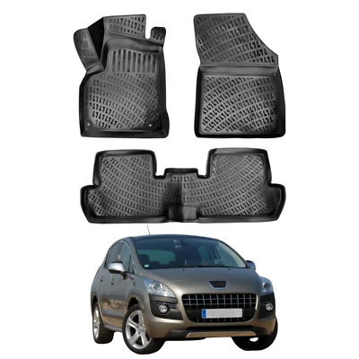 Tapetes de assoalho para Peugeot 3008 2008-2016 | Tapete de assoalho preto ajuste personalizado - Imagem 1 de 4