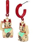Nwt Betsey Johnson Lucking Out Lucky Cat Gold Tone Enamel  Earrings