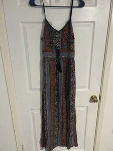Xhilaration Size Large Multi Boho Print Maxi Dress Side Slit Sleeveless - Picture 1 of 10