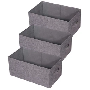 Set of 3 Closet Organizer Bins with Handle, Fabric Foldable Storage Baskets C... - Picture 1 of 7