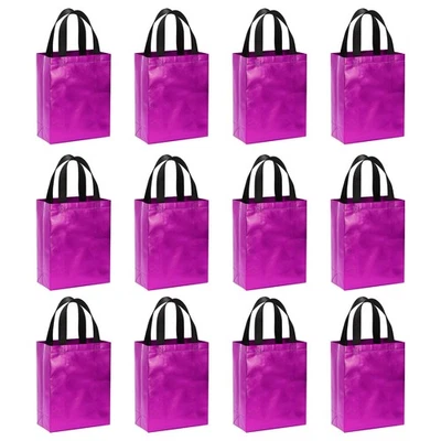 Bolsas de regalo púrpura recubrimiento láser 12 piezas bolsas de regalos reutilizables 8" x 4" x 10" Foto 1 de 4