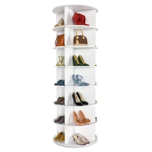 Storage Bag Organizer Rack 7 Tier Rotating Shoe Tower Free Sting 360° Lazy Susan - Picture 1 of 6
