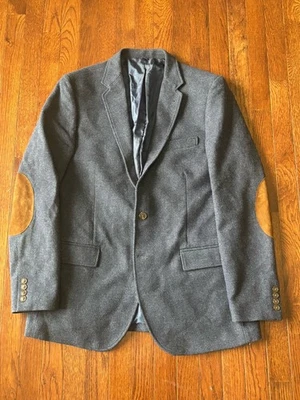 J.Crew Flannel Wool Blend Sport Coat Suede Elbow Patches Navy Size 42L - Image 1 of 4