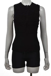 BCBGMAXAZRIA Mujer Suéter Talla XS Negro Chaleco Liso Cárdigan Sin Mangas Alpaca - Imagen 1 de 5
