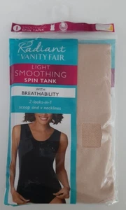 Radiant Vanity Fair Womens Sz M 2 in 1 Slip tank Scoop & V-Neck Beige smoothing - Picture 1 of 7
