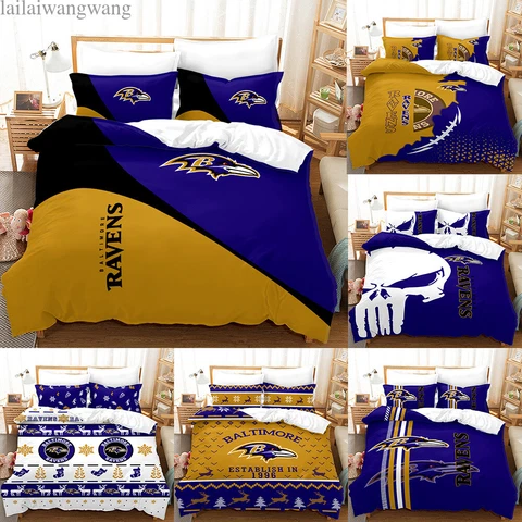 Baltimore Ravens 3 Piece Bedding Set Duvet Comforter CoverCover Pillowcases Gift Cover